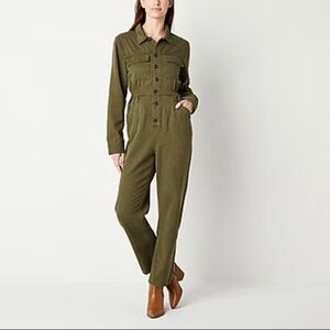 a.n.a Army Green Utility Jumpsuit XS